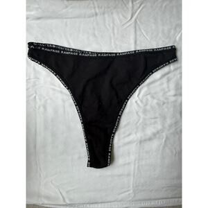 NWOT Vintage Rampage Logo Waistband Cotton Thong Black Y2K Size L Rare